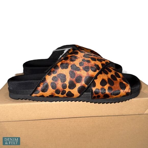 ROAM Cross Leopard Print Slides Women’s Size 5.5 Cozy Faux Fur Sandals NEW - Picture 3 of 10